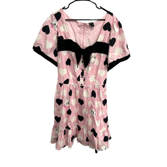 Disney Marie Pink Dress Heart Pattern And Bow Accents Size 4 Kidcore Aristocats - Picture 1 of 13
